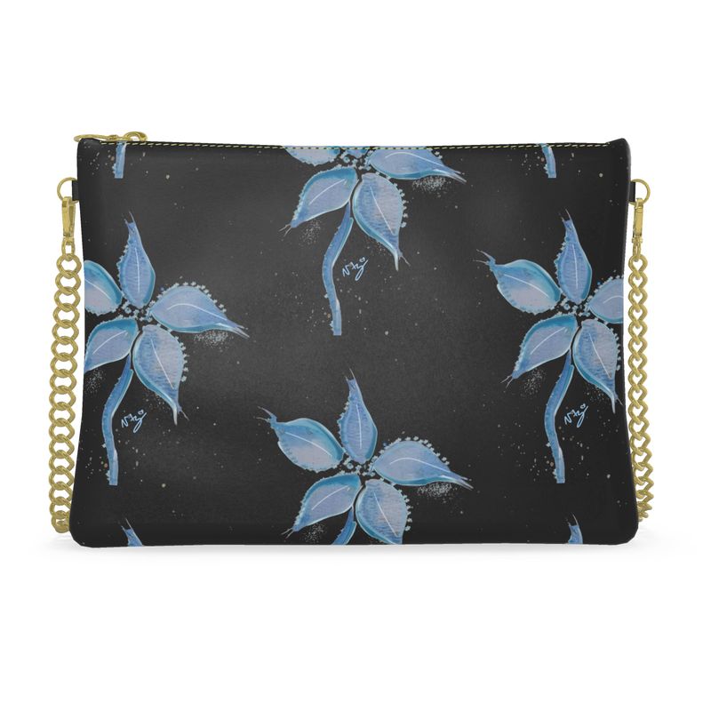 Sac bandoulière fleurs bleues