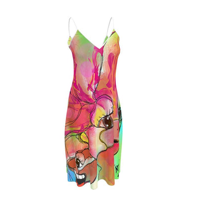 Robe midi design "F.U. Tiffy" - Robe artistique sans manches