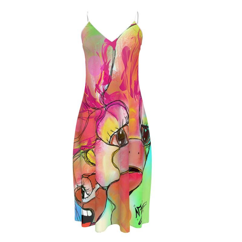 Robe midi design "F.U. Tiffy" - Robe artistique sans manches