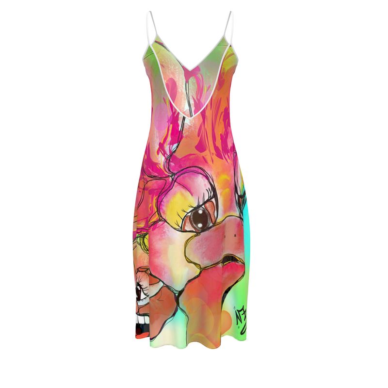 Robe midi design "F.U. Tiffy" - Robe artistique sans manches