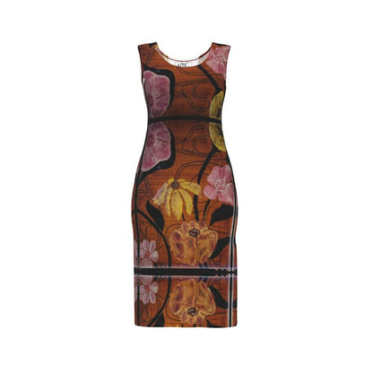 Robe moulante "Floral Flow" de designer - Robe d'art sans manches
