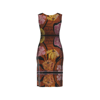Robe moulante "Floral Flow" de designer - Robe d'art sans manches