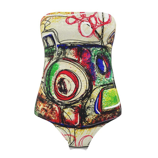 Designer Bandeau Badeanzug „Camera Art“