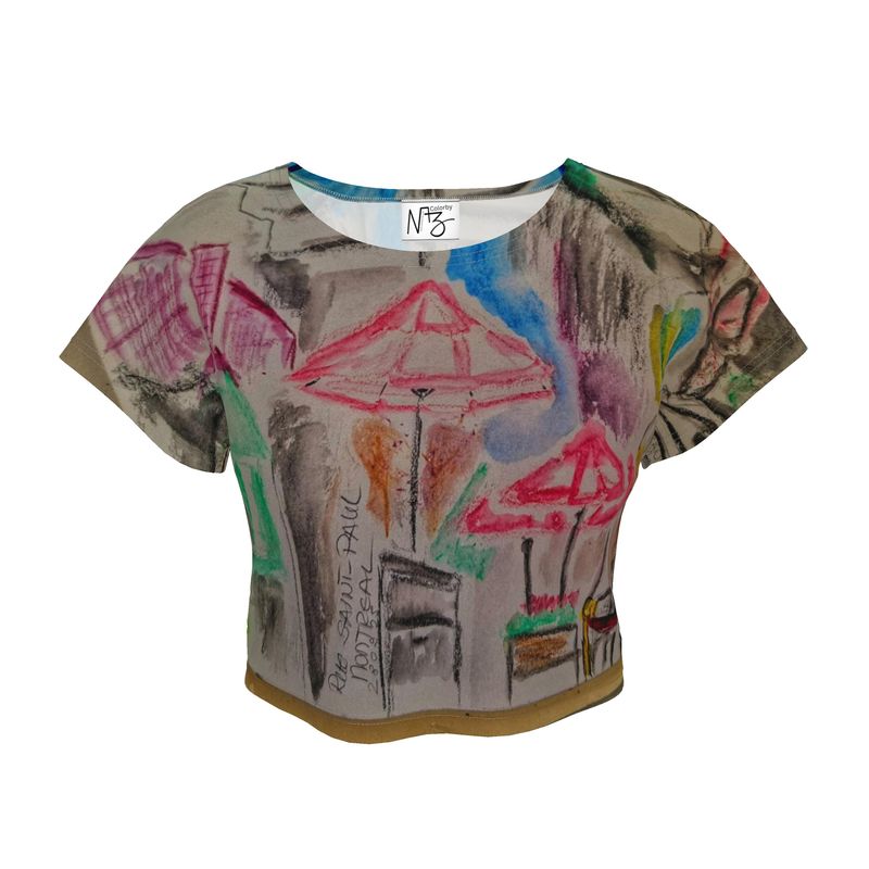 Crop Top de designer « Montréal » - Crop Top artistique pour femme