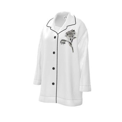 Designer '' Black & White Flower'' Luxus Pyjama