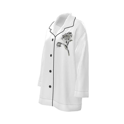 Designer '' Black & White Flower'' Luxus Pyjama