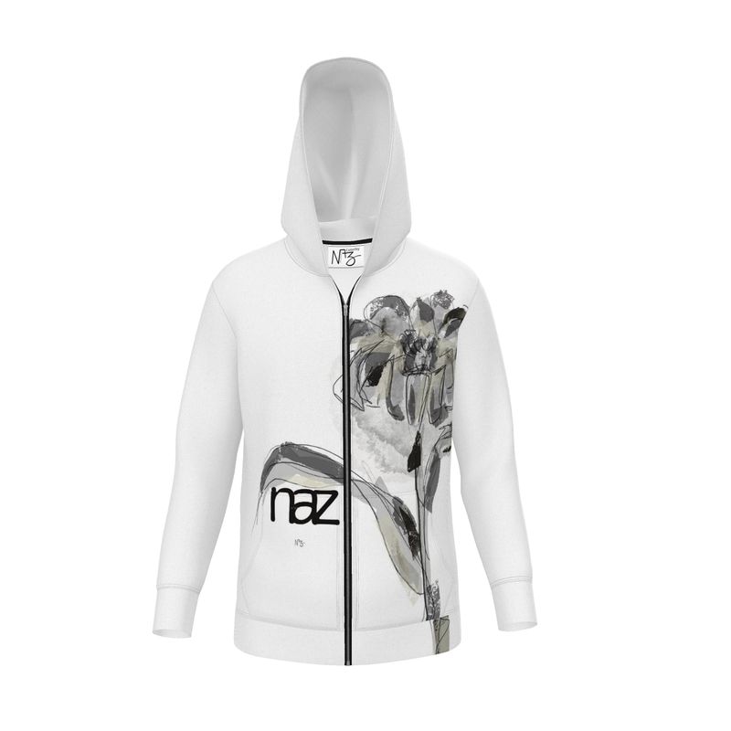 Designer Hoodie „Black & White Flower“ - Unisex Hoodie