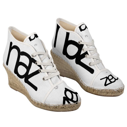 Designer Wedge Espadrilles "White Naz"