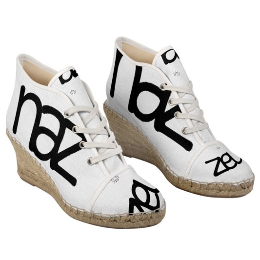 Designer Wedge Espadrilles "White Naz"