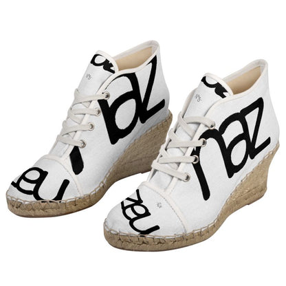 Designer Wedge Espadrilles "White Naz"
