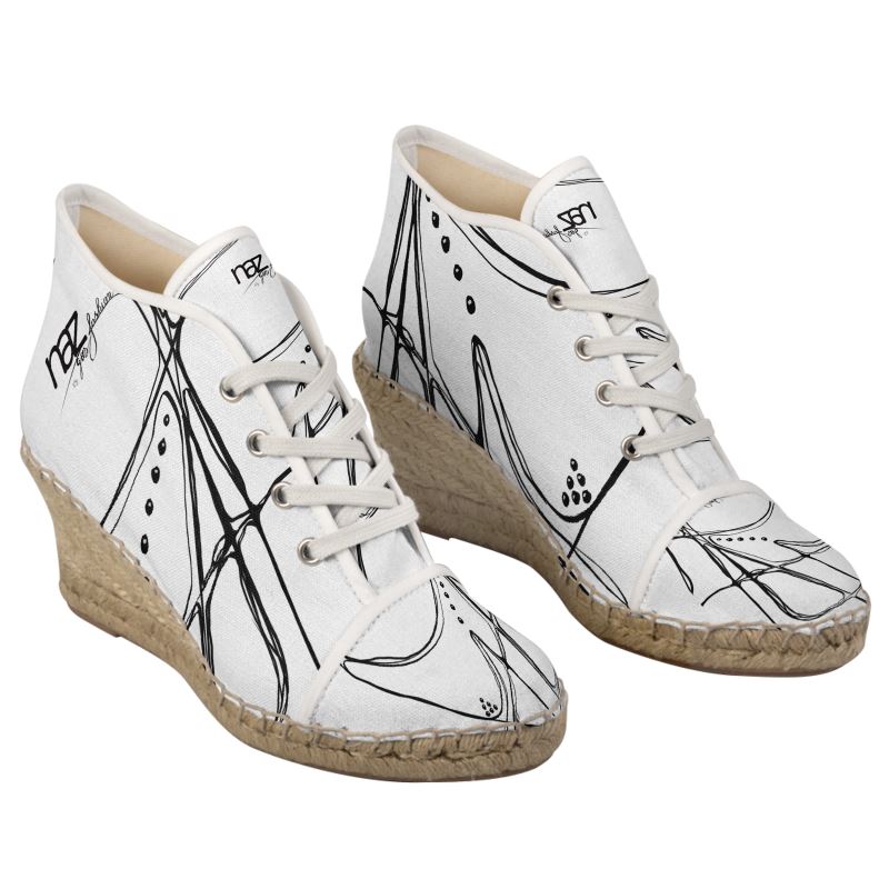 Designer  Wedge Espadrilles ''Black & White Emotions''