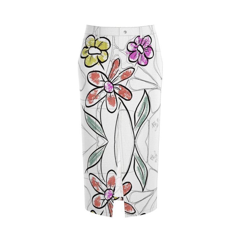 Designer Maxi-Jeansrock ''Flower Art''