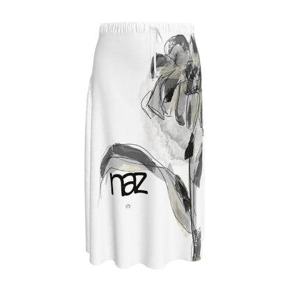 Designer Midi Skirt ''Black & White Flower''