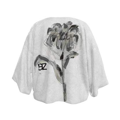 Designer ''Black & White Flower'' Kimono Blazer