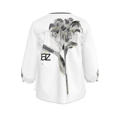 Designer ''Black & White Flower'' Bluse