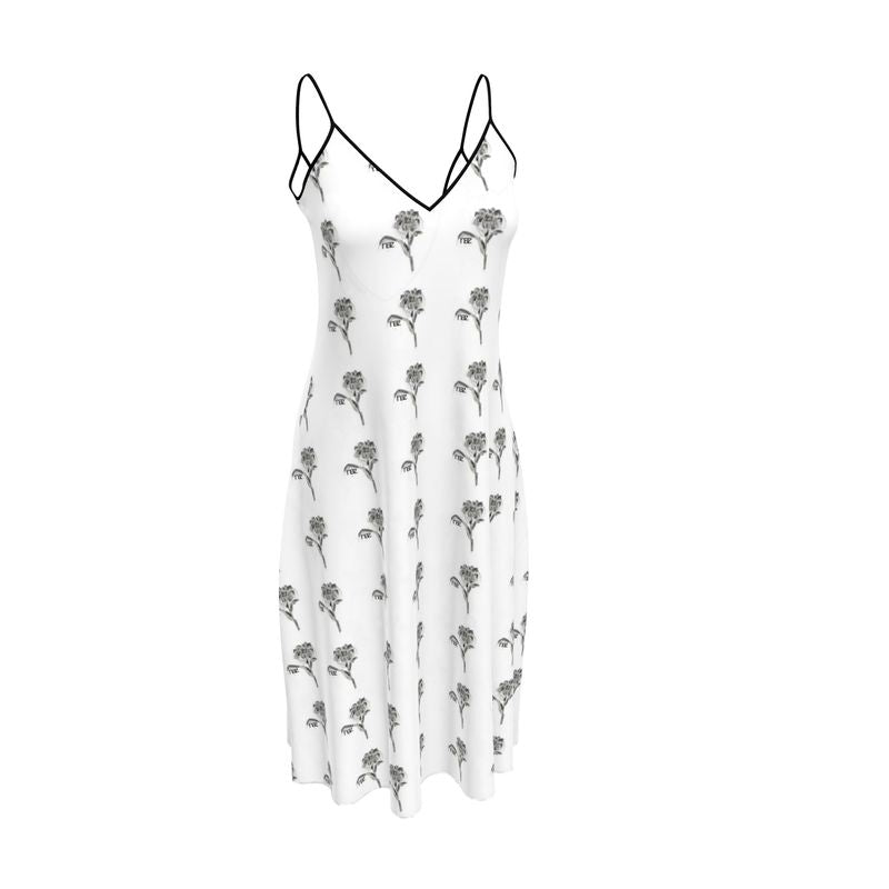 Designer ''Black & White Flowe'' Midi Kleid