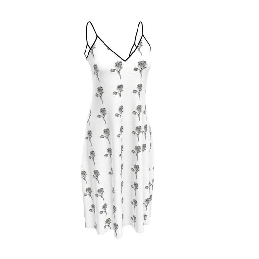 Designer ''Black & White Flowe'' Midi Kleid