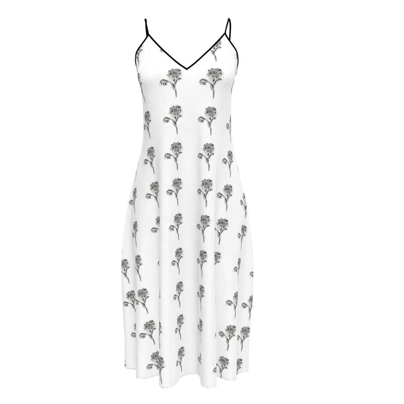 Designer ''Black & White Flowe'' Midi Kleid