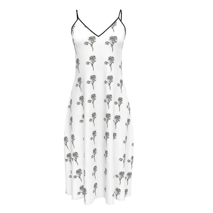 Designer ''Black & White Flowe'' Midi Kleid