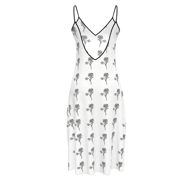 Designer ''Black & White Flowe'' Midi Kleid