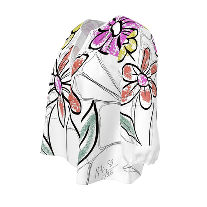 Designer Womens Blouse Flower Art