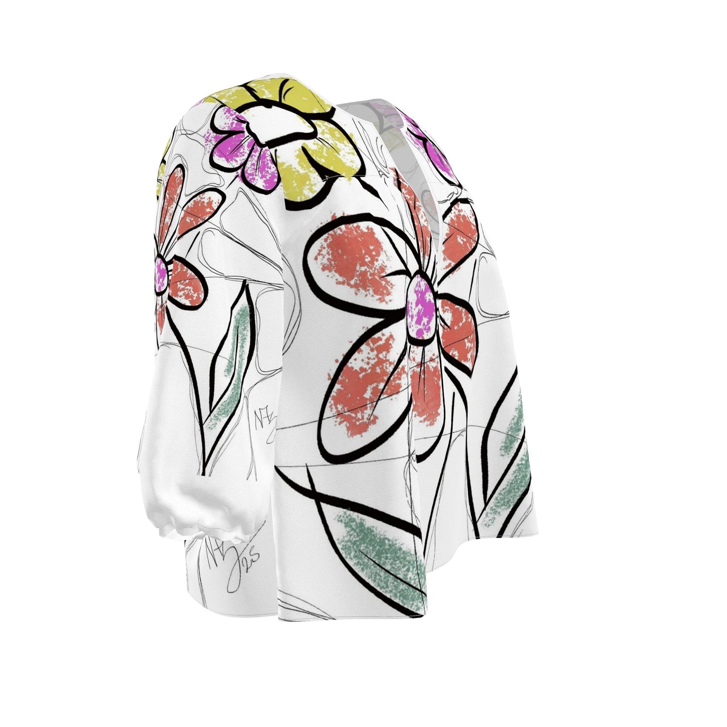 Designer Womens Blouse Flower Art