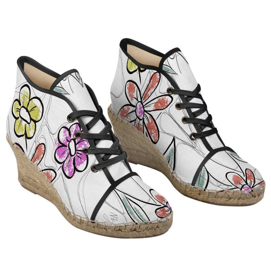 Designer Wedge Espadrilles ''Flower Art''