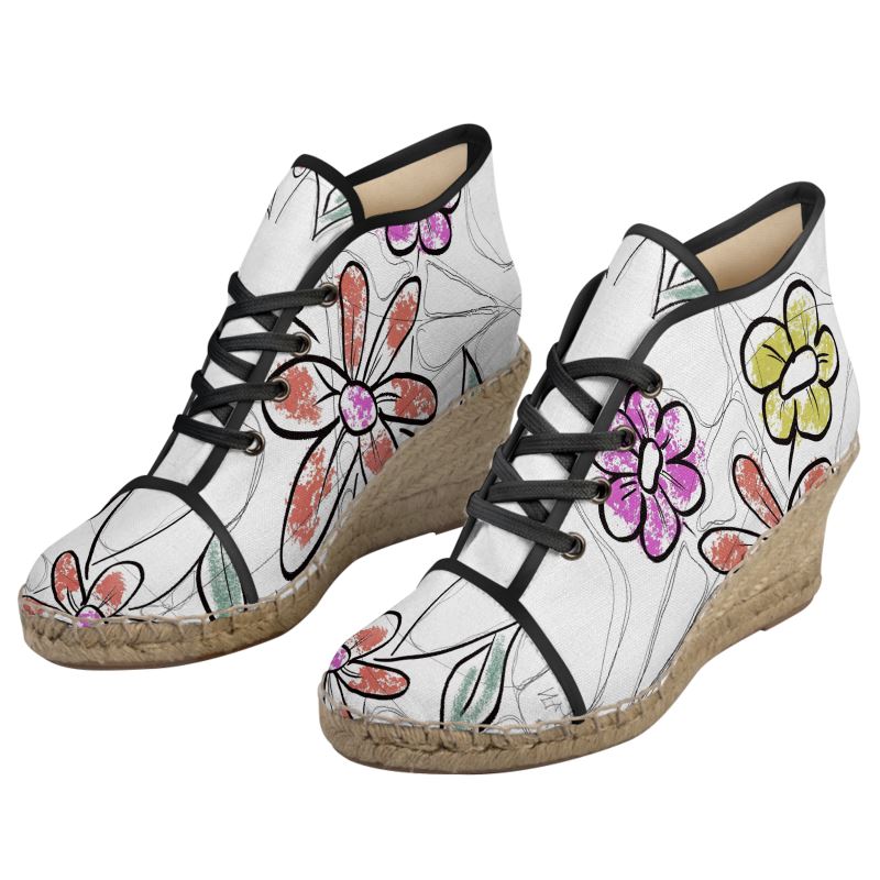 Designer Wedge Espadrilles ''Flower Art''