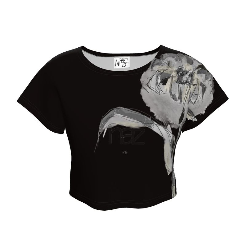 Designer Crop Top ´´Black & White Flower´´