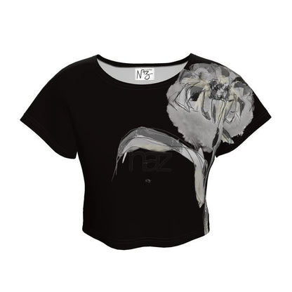 Designer Crop Top ´´Black & White Flower´´