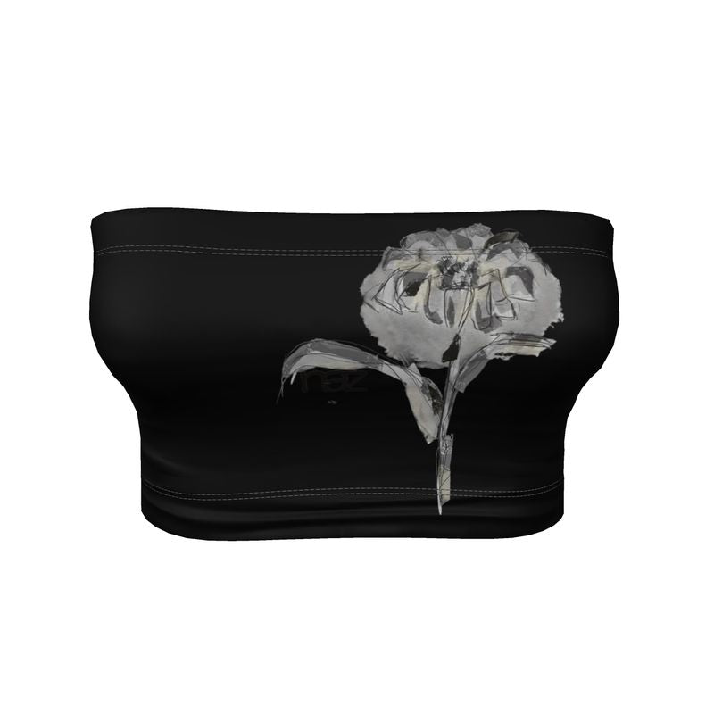 Designer Bandeau Top ´´ Black & White Flower´´