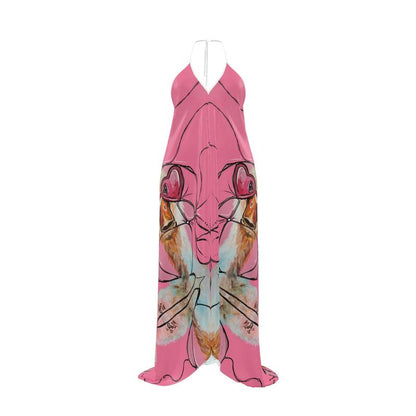 Designer Rückenfreies Kleid mit Neckholder "Int"