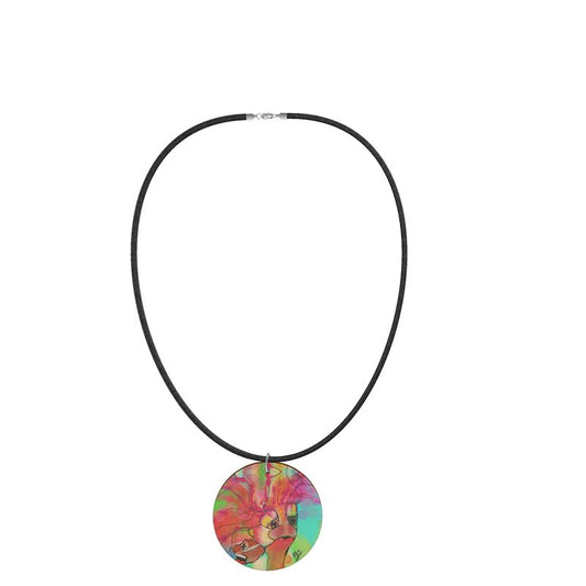 Collier de créateur « F.U. Tiffy » avec pendentif rond en bois
